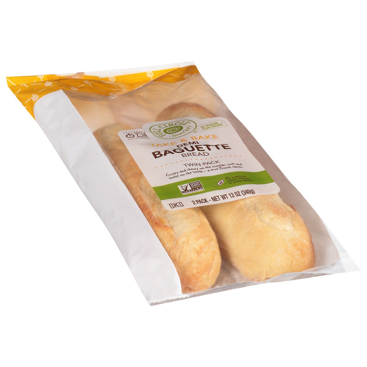 slide 12 of 14, Full Circle Market Twin Pack Take & Bake Demi Baguette Bread 2 Breads, 2 ct
