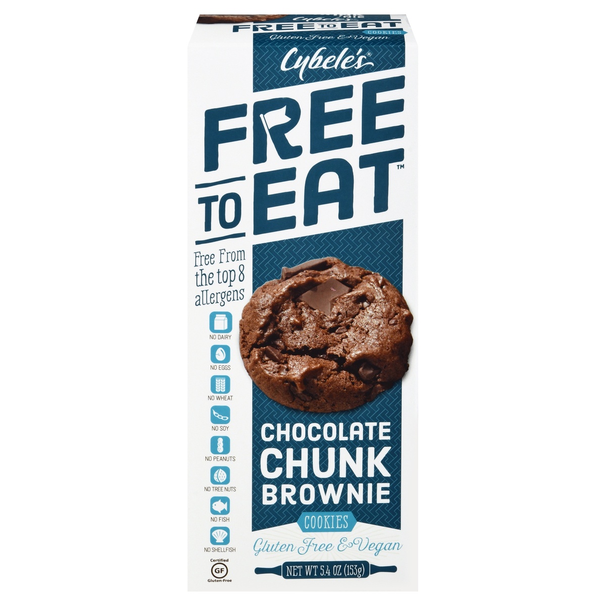 slide 1 of 1, Cybele's Free to Eat Chocolate Chunk Brownie Cookies, 5.4 oz