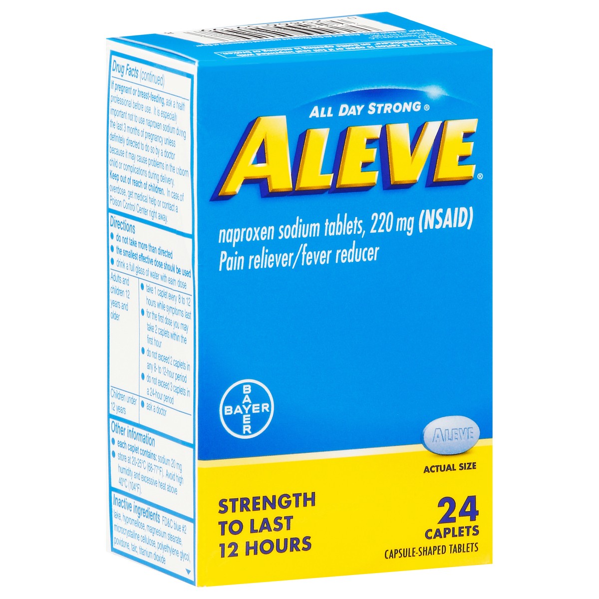 slide 1 of 9, Aleve Pain Reliever/Fever Reducer Naproxen 220mg Tablets, 24 ct