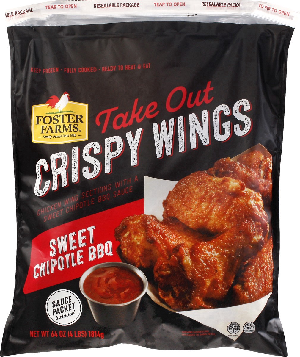 slide 9 of 13, Foster Farms Sweet Chipotle BBQ Take Out Crispy Wings - 64 oz, 