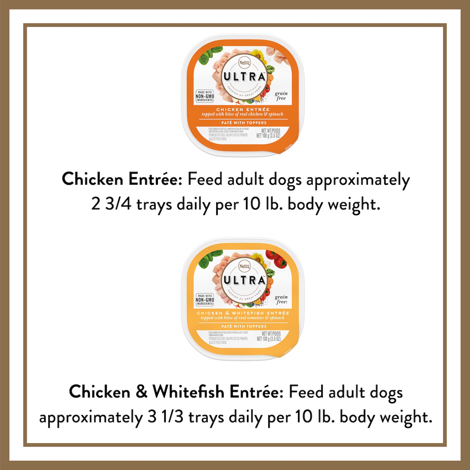 slide 2 of 3, Nutro Ultra Adult Grain Free Soft Wet Dog Food, Variety Pack, Chicken And Chicken & Whitefish Entrée Paté With Toppers, (12) 3.5 Oz. Trays, 2.65 Lb