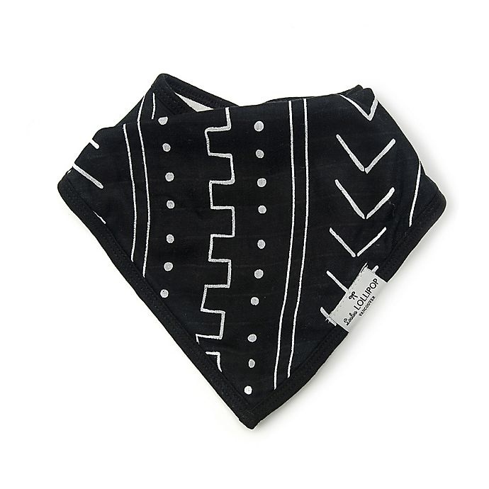 slide 2 of 4, Loulou Lollipop Mudcloth Bandana Bibs - White/Black, 2 ct