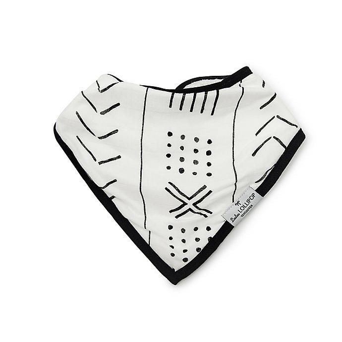 slide 3 of 4, Loulou Lollipop Mudcloth Bandana Bibs - White/Black, 2 ct