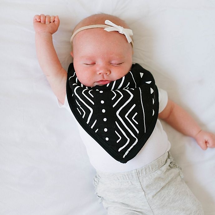 slide 4 of 4, Loulou Lollipop Mudcloth Bandana Bibs - White/Black, 2 ct