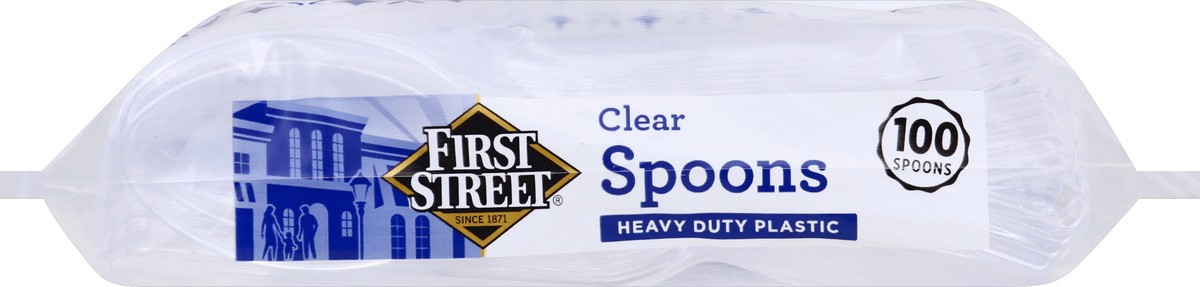 slide 4 of 6, First Street Heavy Duty Clear Spoons, 100 ct
