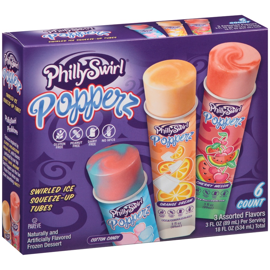 slide 2 of 8, PhillySwirl Assorted Popperz, 6 ct; 3 fl oz