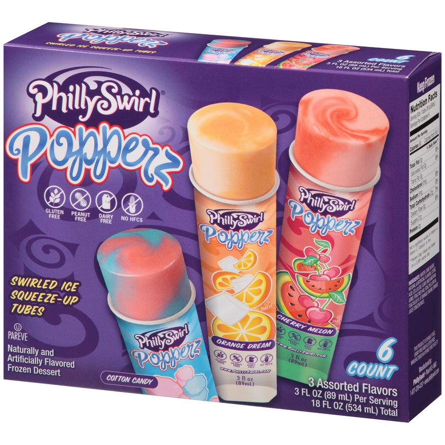 slide 3 of 8, PhillySwirl Assorted Popperz, 6 ct; 3 fl oz