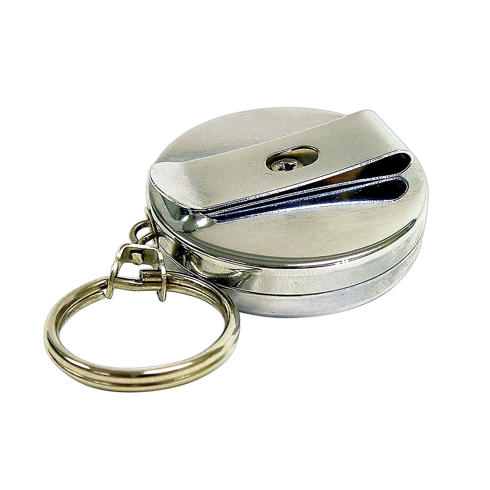 slide 1 of 1, Pyramid Clip-On Retractable Key Reel, Chrome, 1 ct