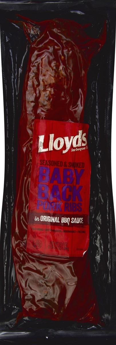 slide 5 of 5, Lloyd's Barbeque Company Seasoned & Smoked Baby Back Pork Ribs In Original BBQ Sauce, 2.34 lb