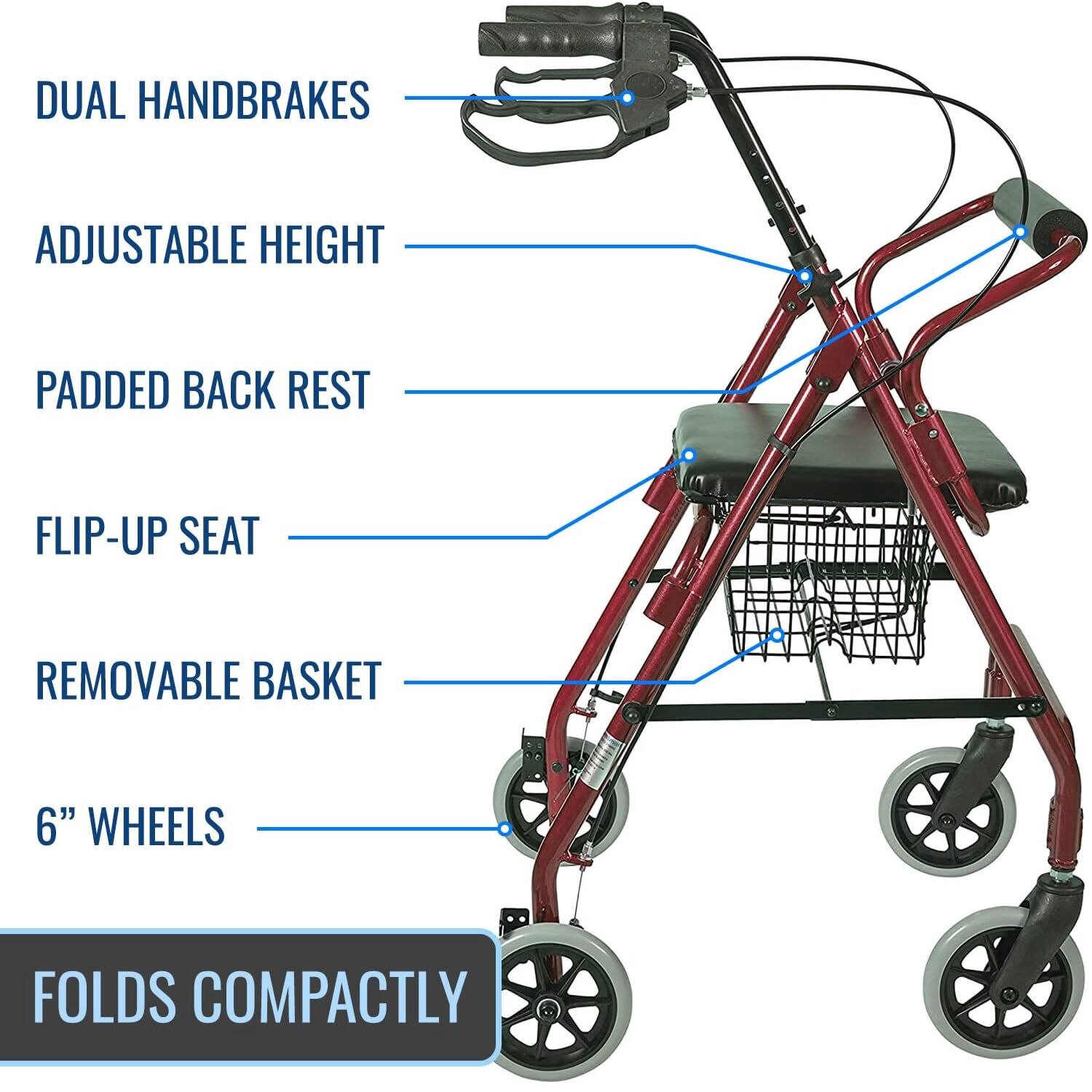 slide 4 of 4, Dmi Lightweight Folding Aluminum Rollator Walker, 1 ct