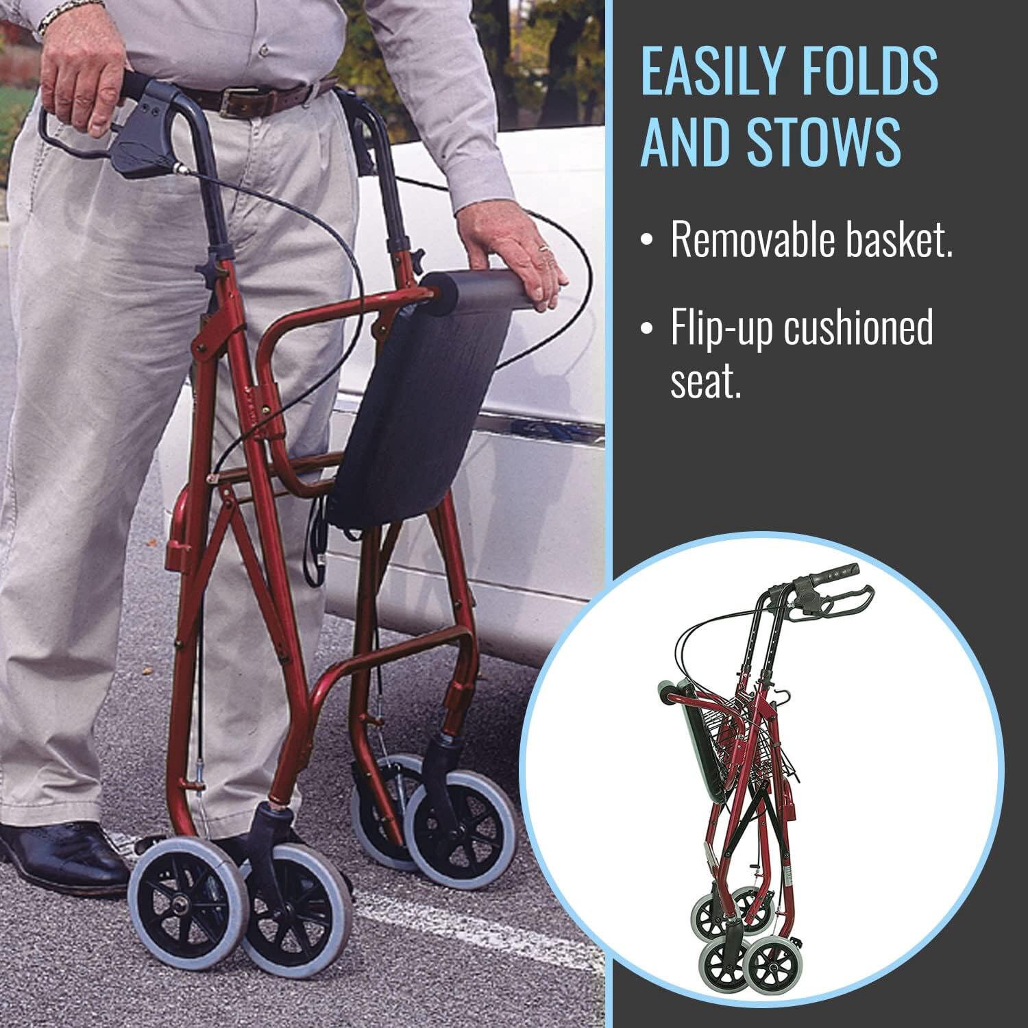 slide 2 of 4, Dmi Lightweight Folding Aluminum Rollator Walker, 1 ct