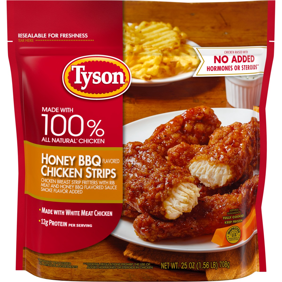 slide 3 of 4, Tyson Honey BBQ Chicken Strips, 25 oz (Frozen), 25 oz