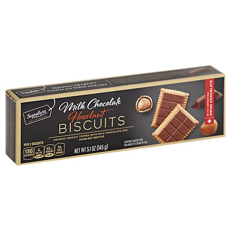 slide 1 of 1, Signature Select Biscuits Milk Chocolate Hazelnut, 5.1 oz