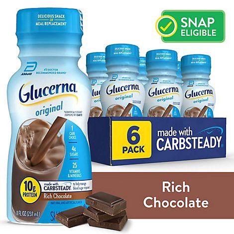 slide 1 of 1, Glucerna Diabetes Nutritional Shake Ready To Drink Rich Chocolate - 6-8 Fl. Oz., 48 fl oz