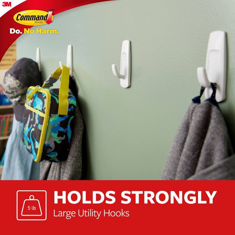 slide 4 of 12, Command 6 Hooks 12 Strips Large Sized Utility Decorative Hooks Value Pack White, 1 ct