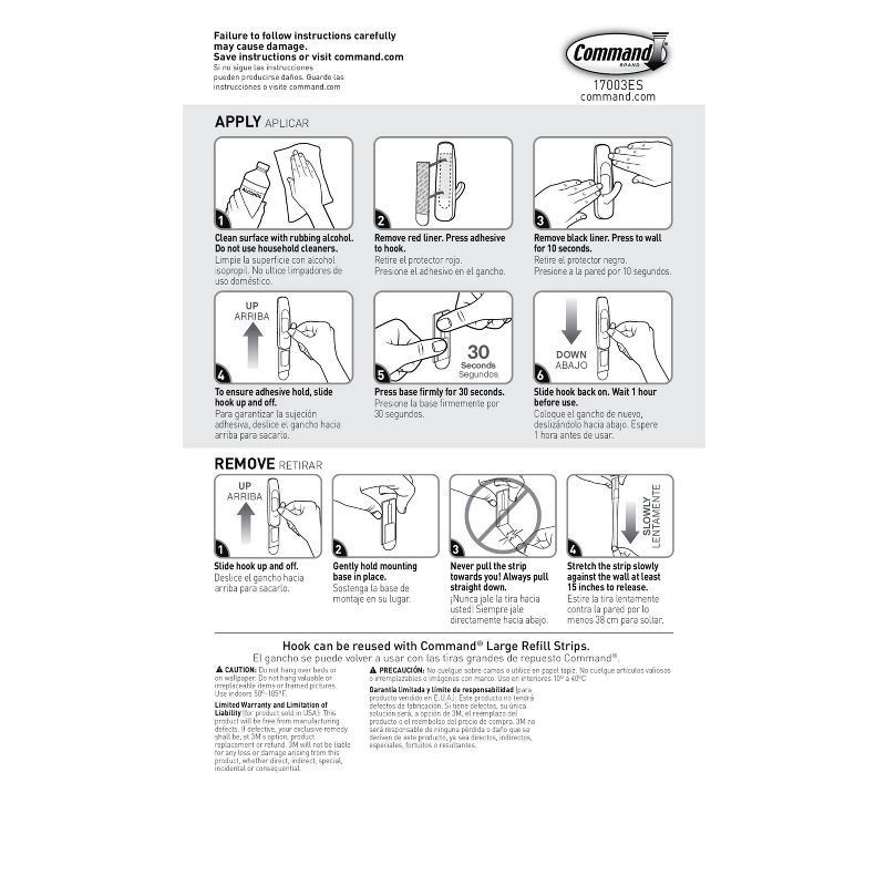 slide 10 of 12, Command 6 Hooks 12 Strips Large Sized Utility Decorative Hooks Value Pack White, 1 ct