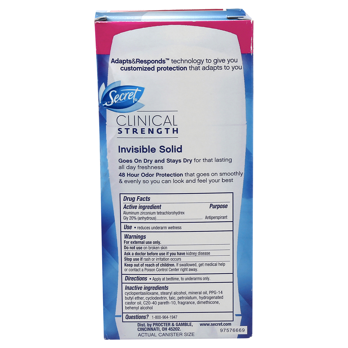 slide 23 of 23, Secret Clinical Strength Invisible Solid Antiperspirant and Deodorant for Women - Protecting Powder - 2.6oz, 2.6 oz