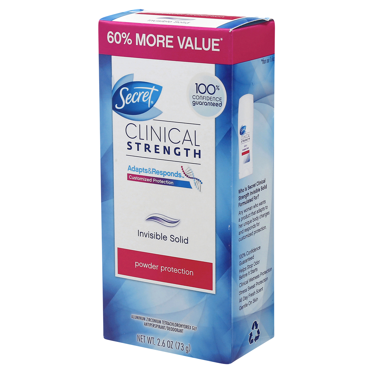 slide 5 of 23, Secret Clinical Strength Invisible Solid Antiperspirant and Deodorant for Women - Protecting Powder - 2.6oz, 2.6 oz