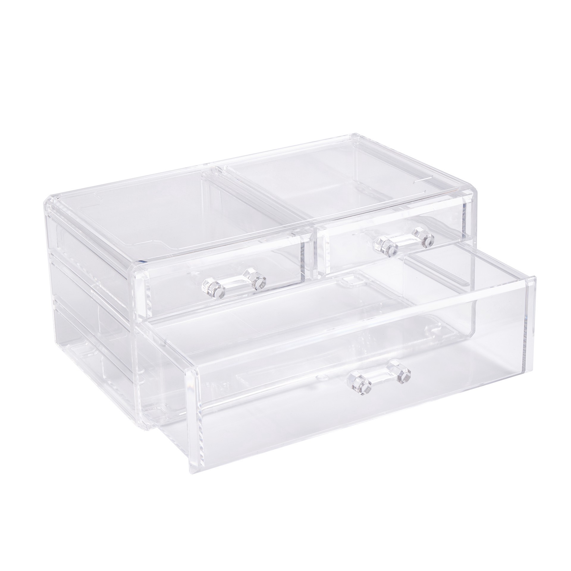slide 2 of 3, Cecilia Tech 9.5" Clear Stackable 3-Drawer Jewelry Box, 9 in x 5 in x 4 in
