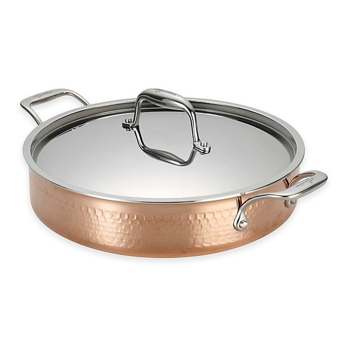 slide 1 of 1, Lagostina Martellata Hammered Copper Casserole, 5 qt