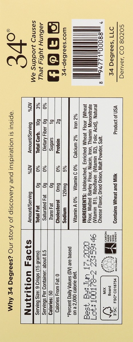 slide 6 of 13, 34 Degrees Crisps Toasted Onion 4.5 Oz, 4.5 oz