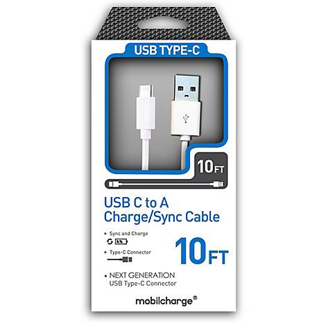 slide 1 of 1, Mobil Usb Type C To Usb A Cable Whte, 1 ct