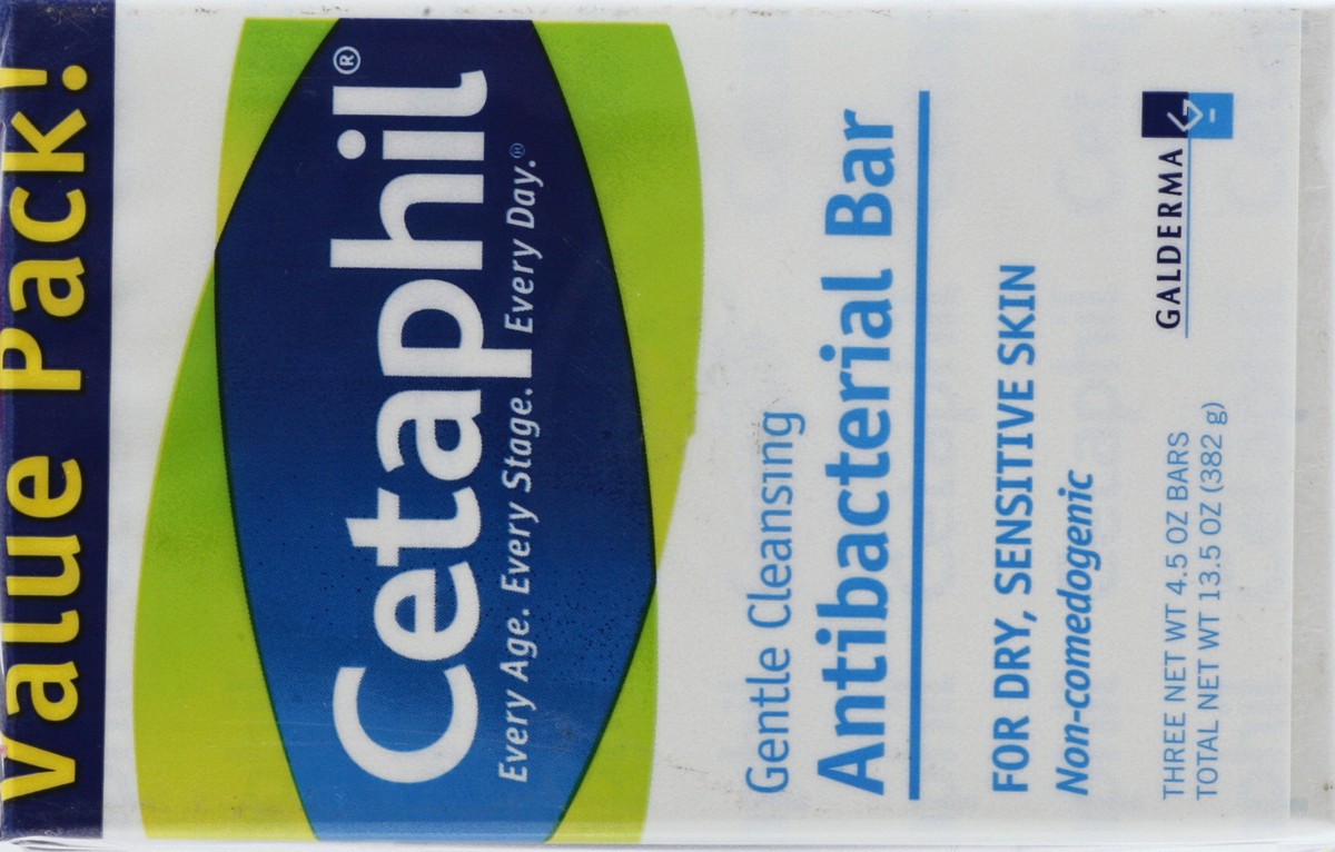 slide 2 of 10, Cetaphil Antibacterial Bar 3 ea, 3 ct