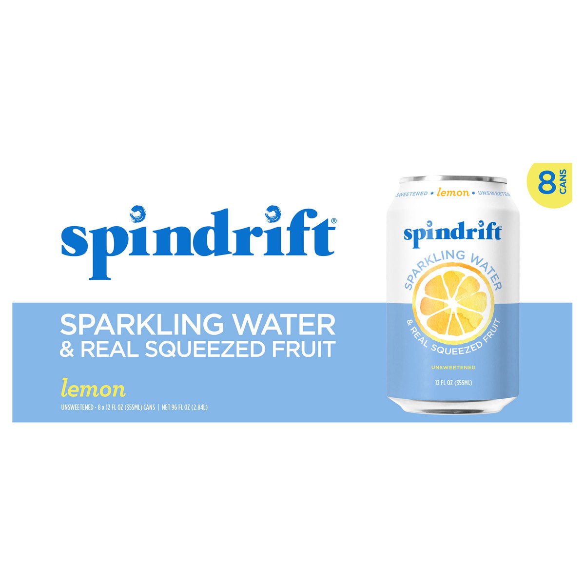 slide 1 of 16, Spindrift Lemon Sparkling Water - 8 ct; 12 fl oz, 8 ct; 12 fl oz
