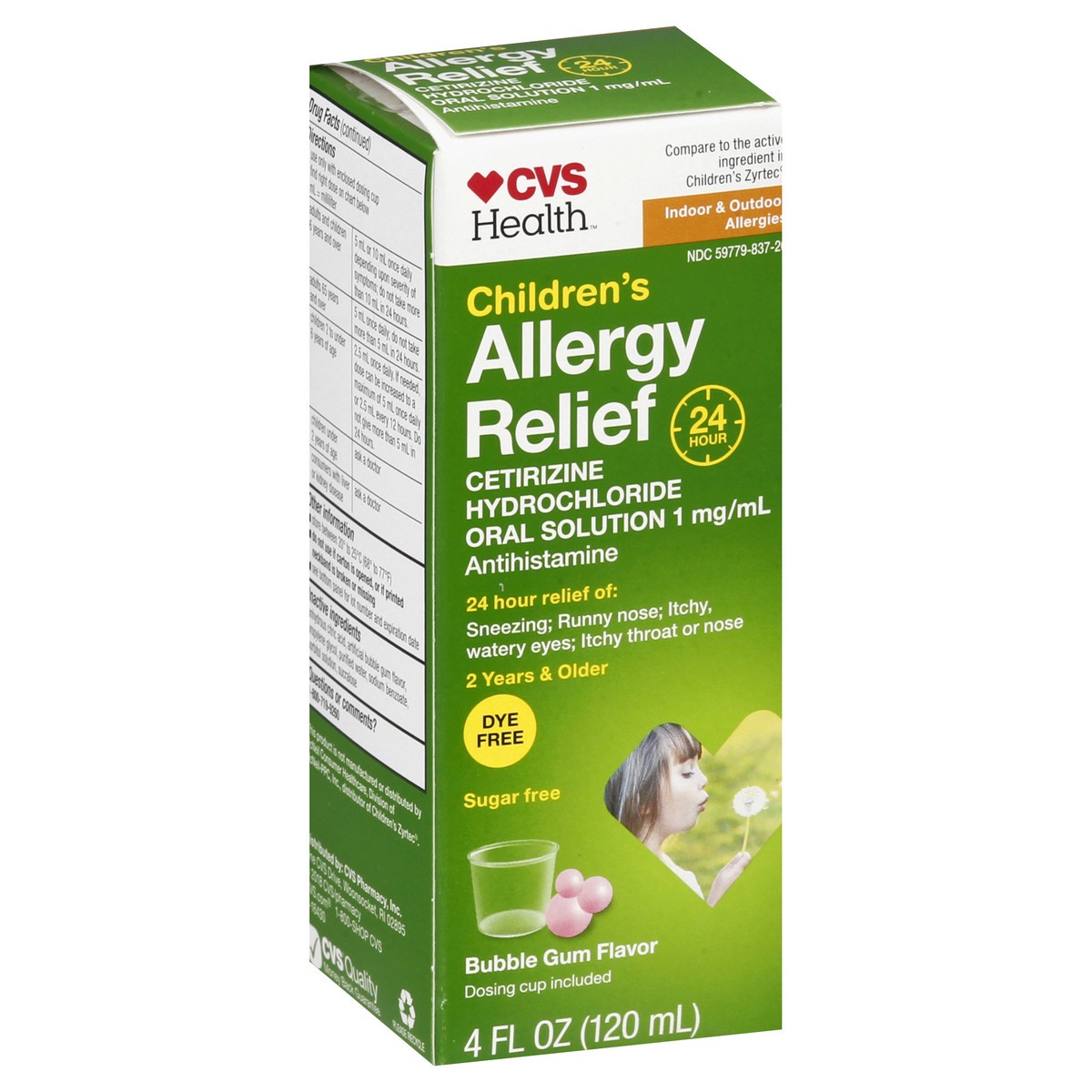 slide 9 of 12, CVS Health Children's 24Hr Allergy Relief Cetirizine Hcl Oral Antihistamine, Bubblegum, 4 Oz, 1 ct