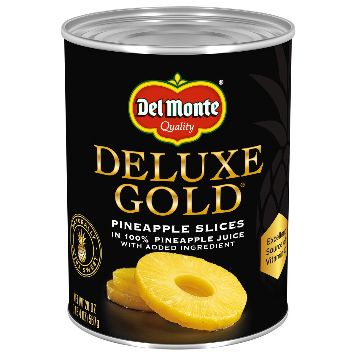 slide 2 of 4, Del Monte Deluxe Gold Pineapple Slices in 100% Pineapple Juice, 20 oz Can, 20 oz