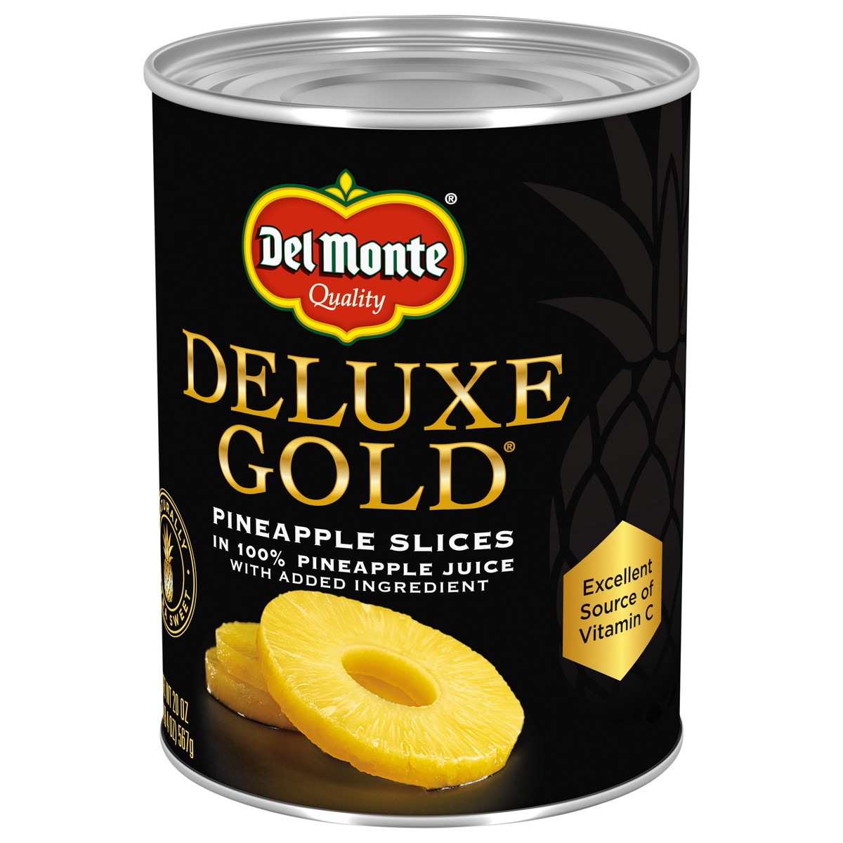 slide 4 of 4, Del Monte Deluxe Gold Pineapple Slices in 100% Pineapple Juice, 20 oz Can, 20 oz