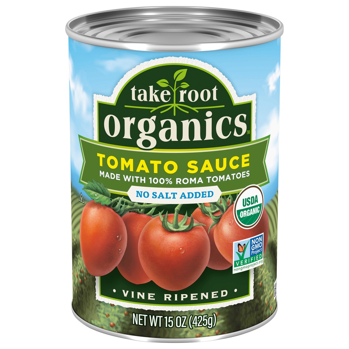 slide 3 of 4, Take Root Organics No Salt Added Tomato Sauce, 15 oz Can, 15 oz