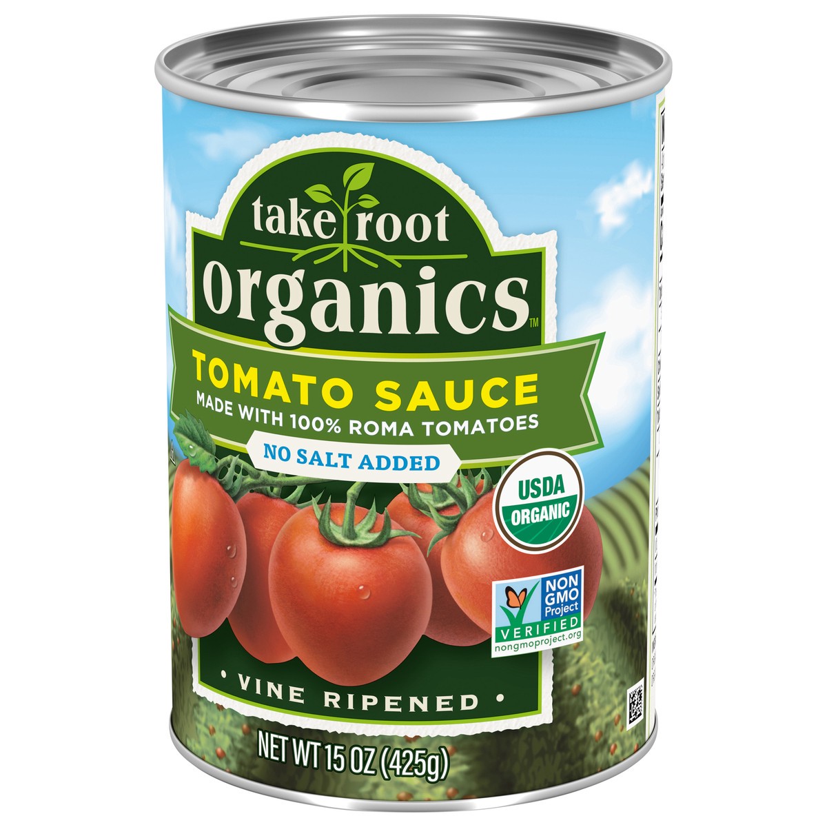 slide 4 of 4, Take Root Organics No Salt Added Tomato Sauce, 15 oz Can, 15 oz