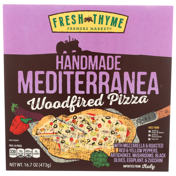 slide 1 of 1, Fresh Thyme Farmers Market Handmade Medeterranea Woodfired Pizza, 15 oz