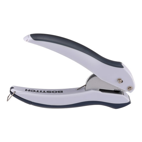 slide 7 of 10, BOSTITCH Ez Squeeze One-Hole Punch, 10 Sheet Capacity, Black/Gray, 1 ct