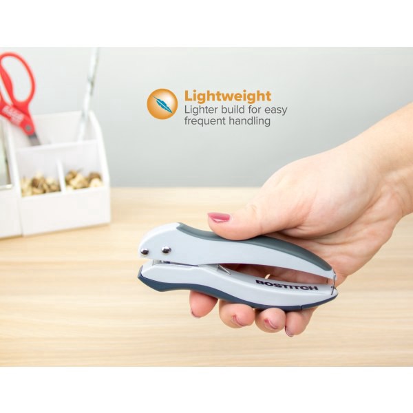 slide 2 of 10, BOSTITCH Ez Squeeze One-Hole Punch, 10 Sheet Capacity, Black/Gray, 1 ct