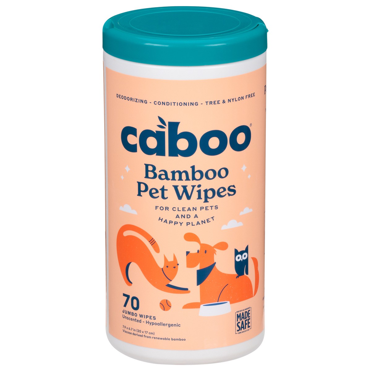 slide 11 of 13, Caboo Unscented Jumbo Bamboo Pet Wipes 70 ea, 70 ct