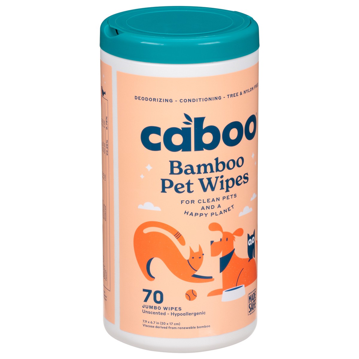slide 9 of 13, Caboo Unscented Jumbo Bamboo Pet Wipes 70 ea, 70 ct
