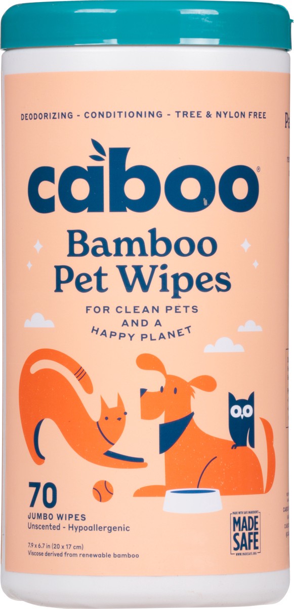 slide 13 of 13, Caboo Unscented Jumbo Bamboo Pet Wipes 70 ea, 70 ct