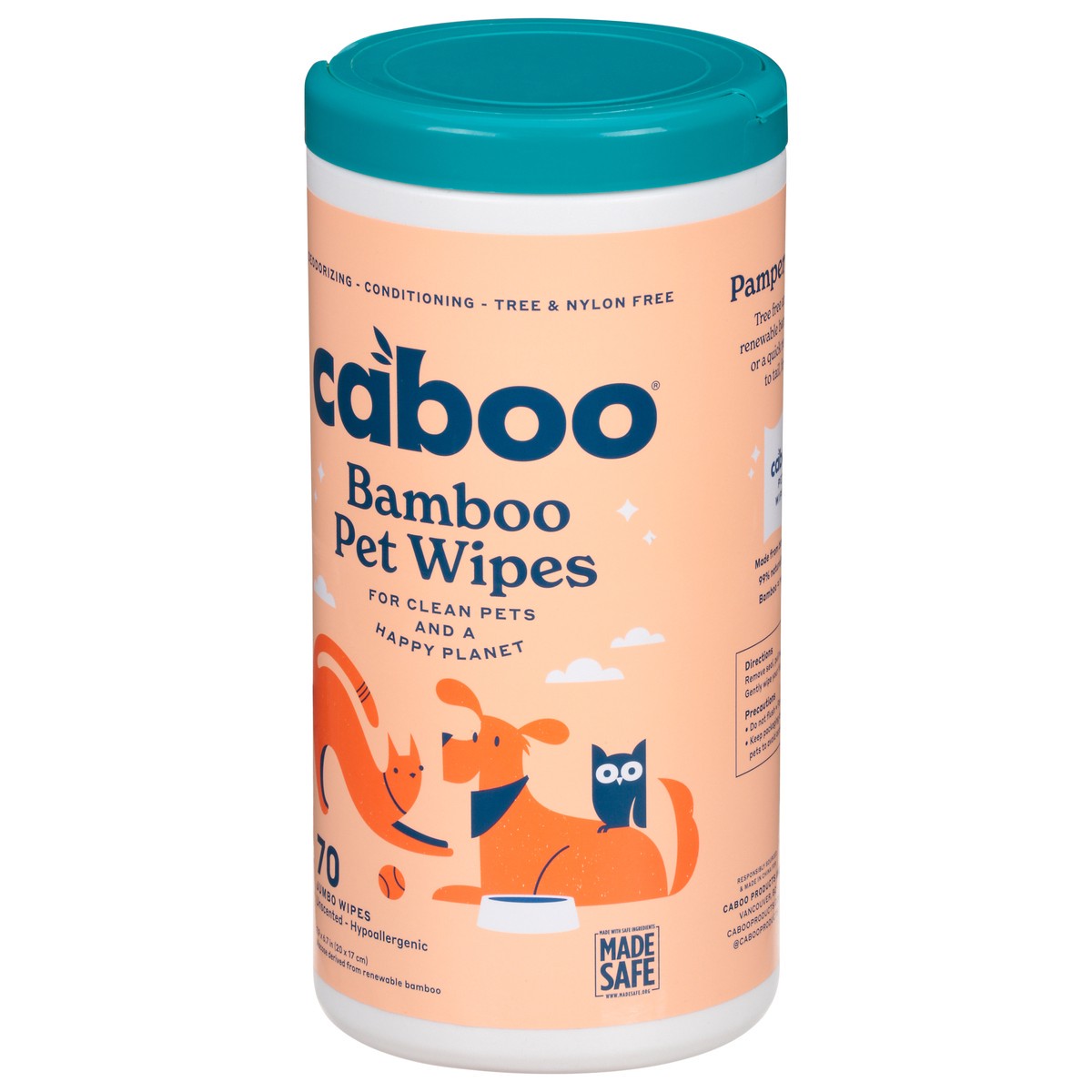 slide 12 of 13, Caboo Unscented Jumbo Bamboo Pet Wipes 70 ea, 70 ct