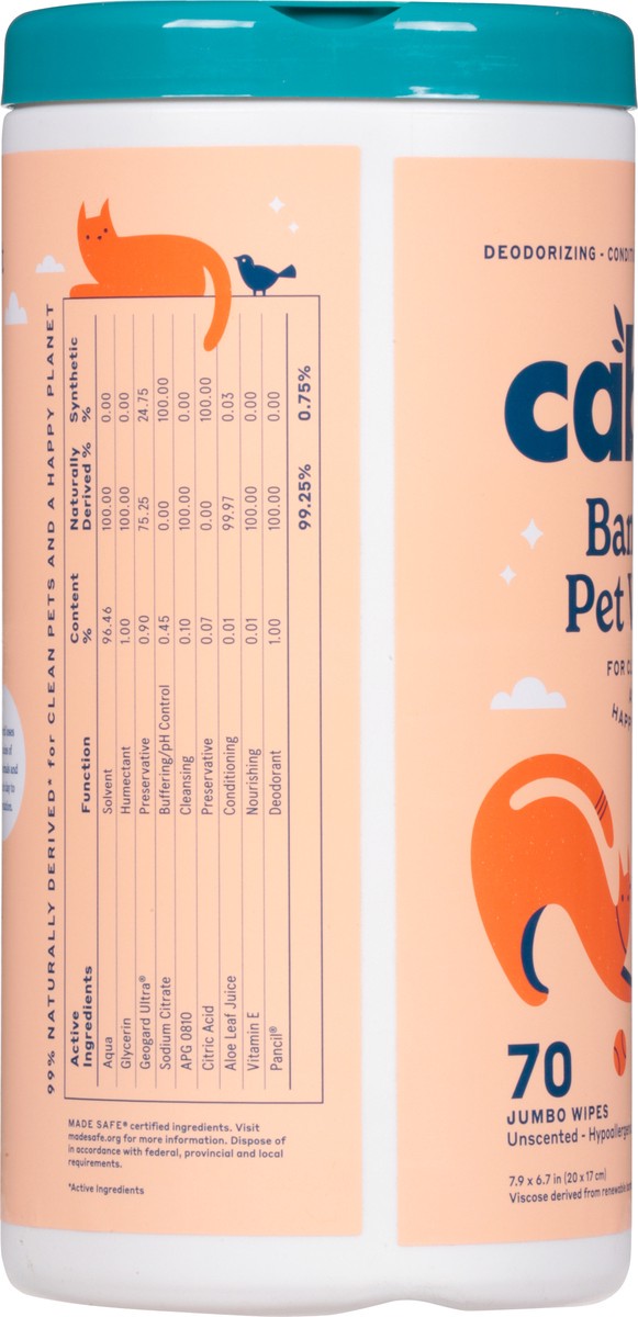 slide 8 of 13, Caboo Unscented Jumbo Bamboo Pet Wipes 70 ea, 70 ct