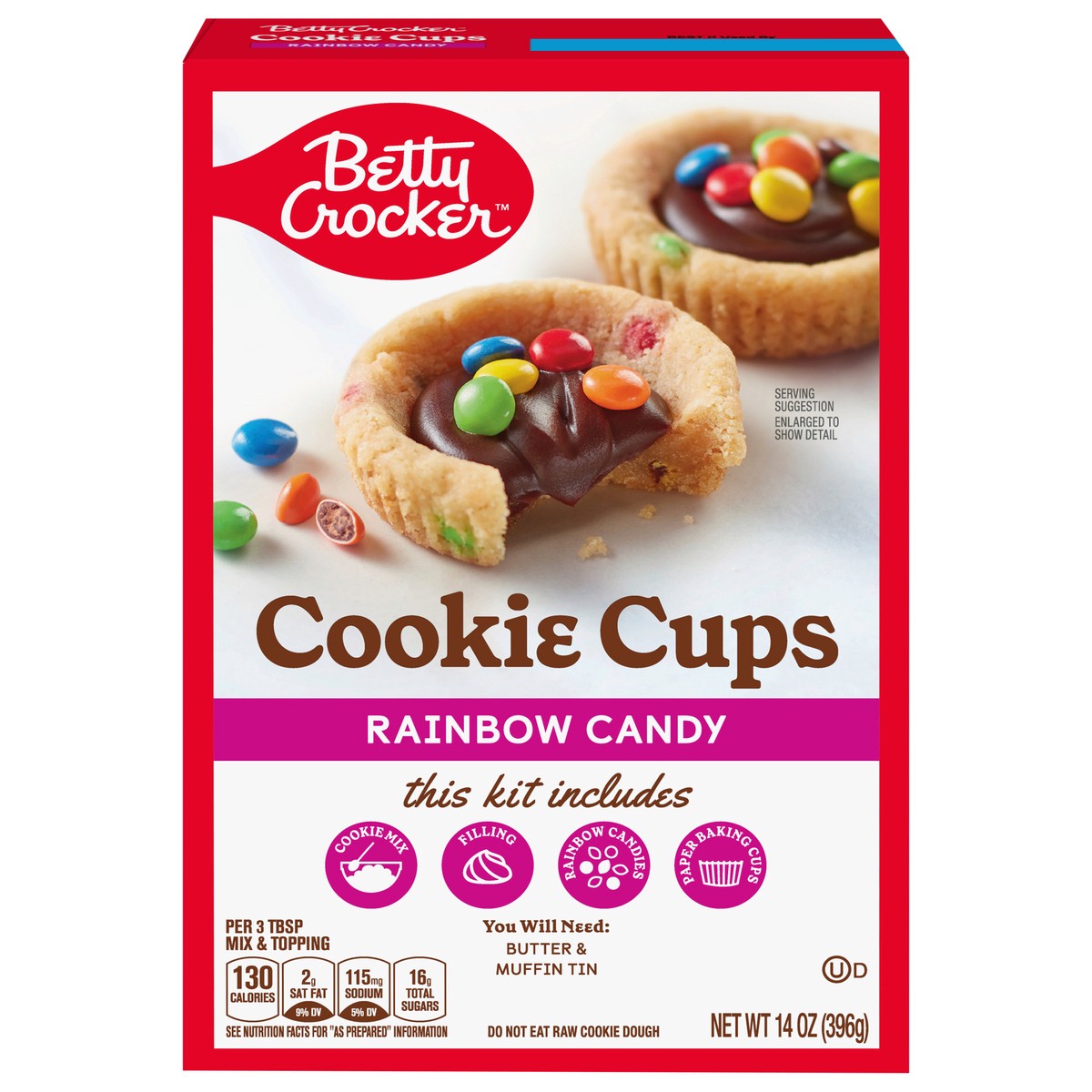 slide 1 of 1, Betty Crocker Rainbow Candy Cookie Cups with Mix, Frosting, Candy Gems & Baking Cups, 14 oz