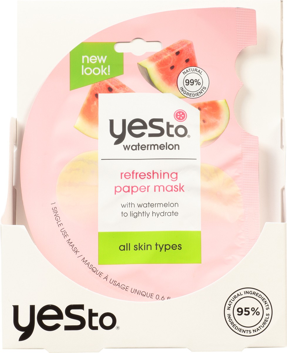 slide 3 of 8, Yes to Watermelon Super Fresh Paper Mask, 0.67 oz