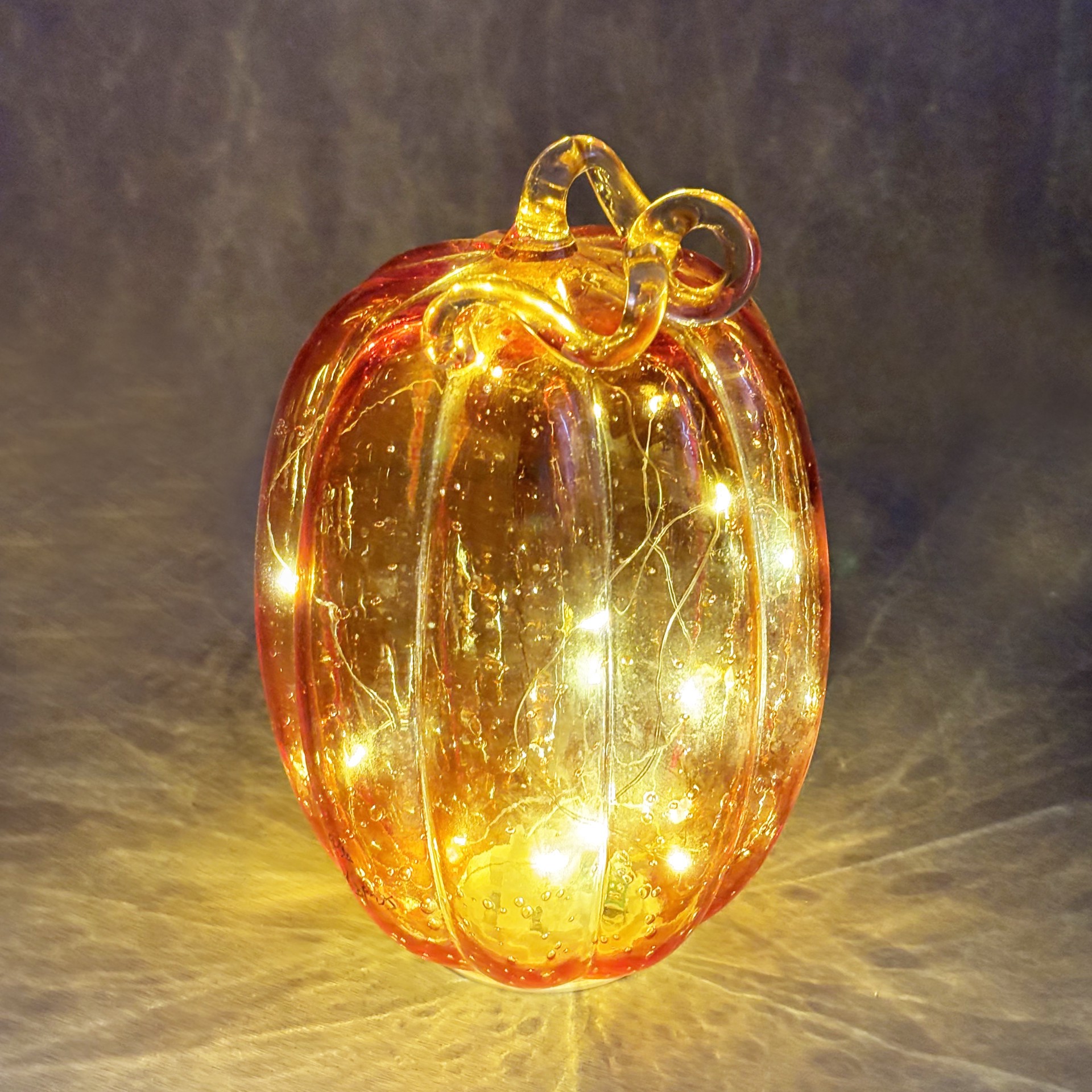 slide 2 of 2, 9" Orange Lighted Glass Pumpkin By Ashland, 9 in