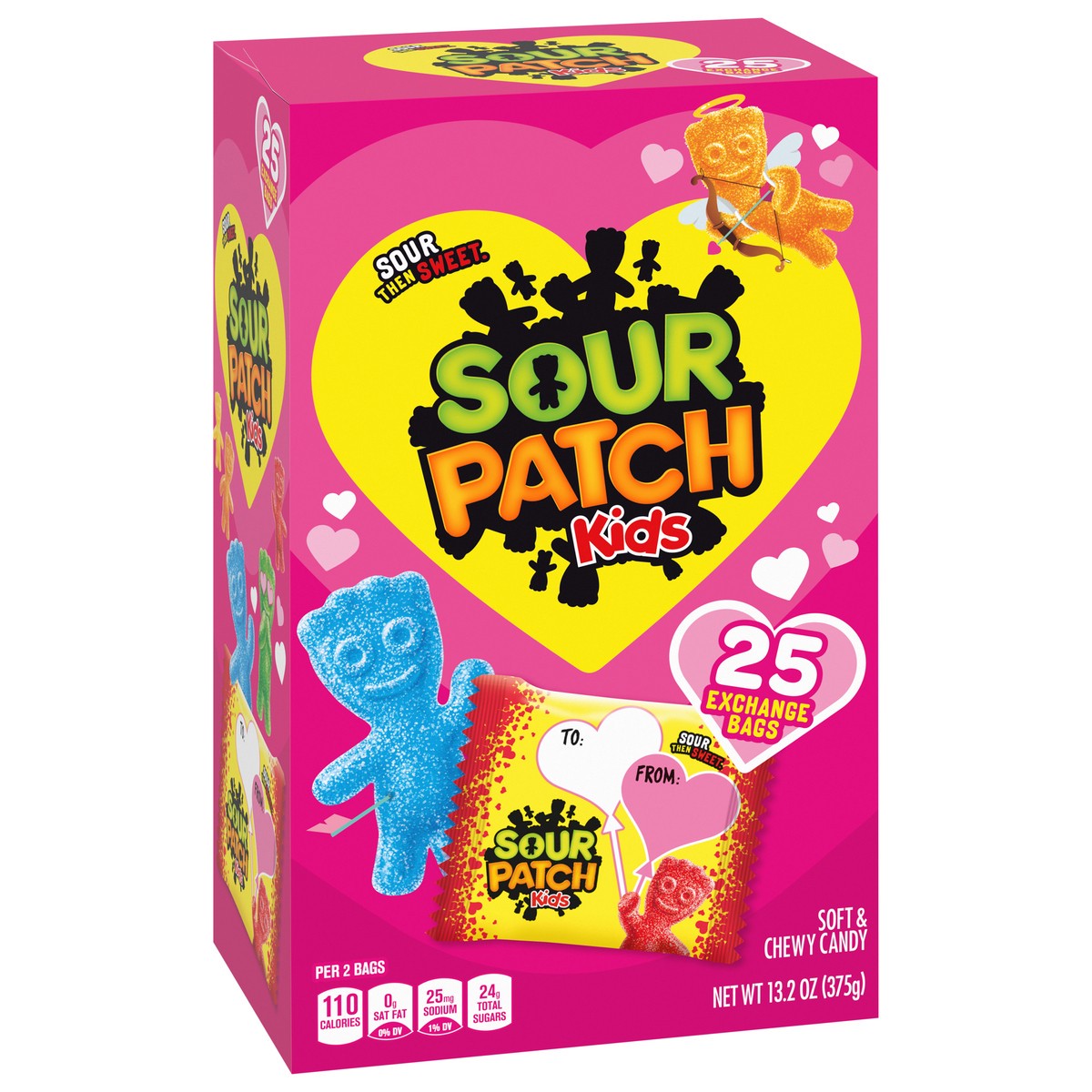 slide 10 of 13, SOUR PATCH KIDS Valentine Candy, 25 Snack Packs, 4 Valentine's Day Cards, 0.82 lb