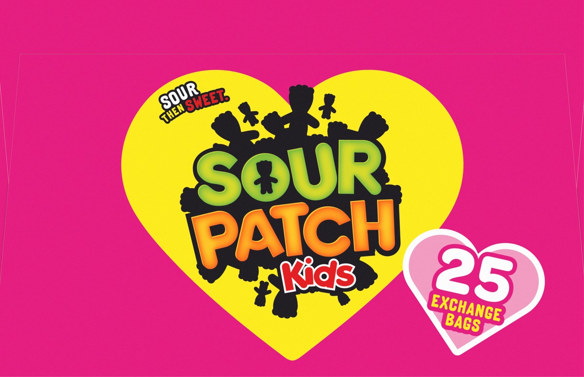 slide 6 of 13, SOUR PATCH KIDS Valentine Candy, 25 Snack Packs, 4 Valentine's Day Cards, 0.82 lb