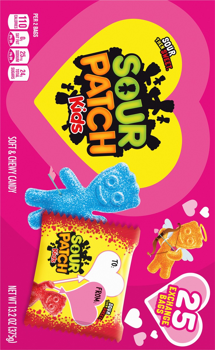 slide 13 of 13, SOUR PATCH KIDS Valentine Candy, 25 Snack Packs, 4 Valentine's Day Cards, 0.82 lb