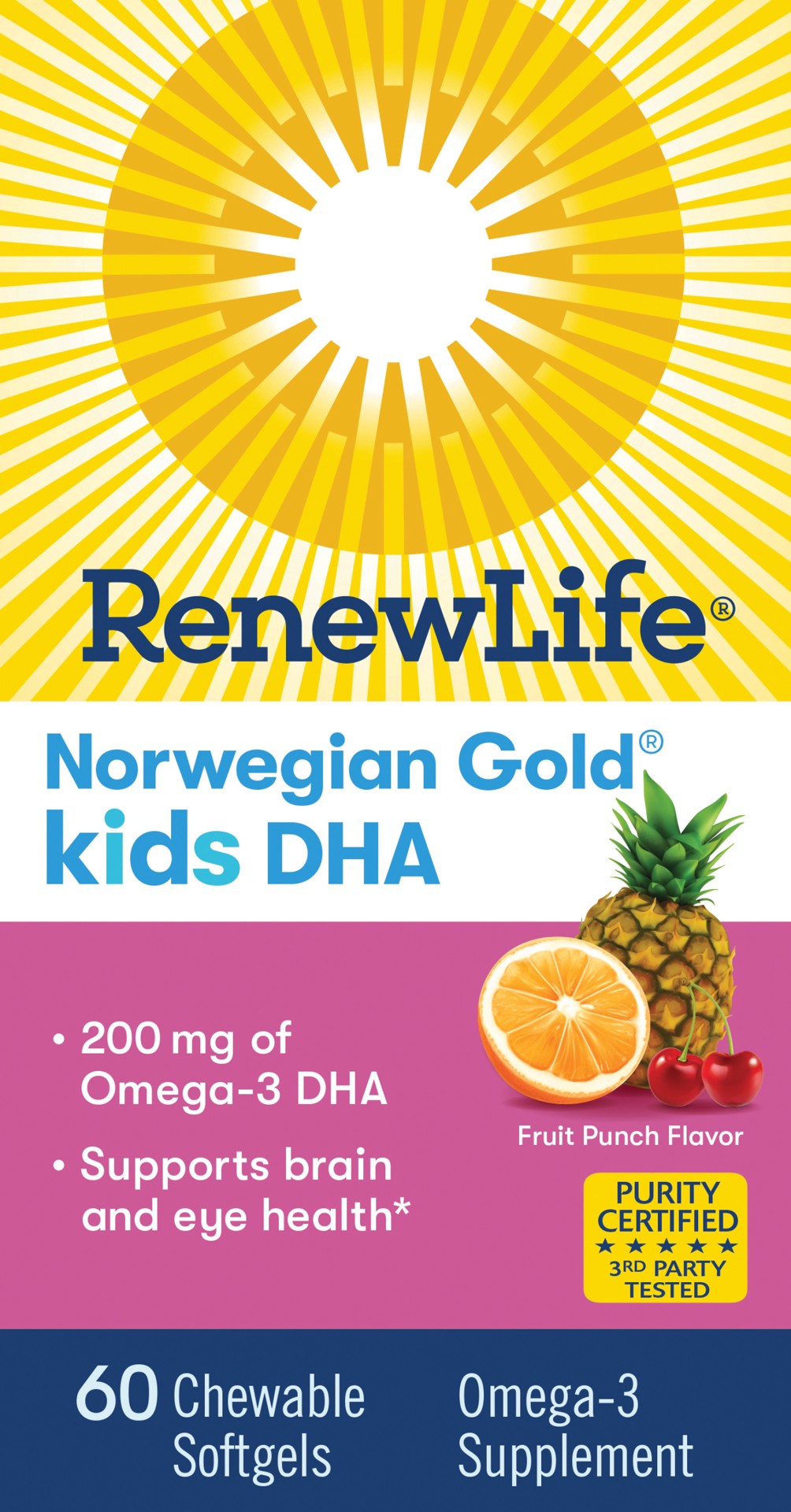 slide 1 of 5, Renew Life Norwegian Gold Kids DHA Fish Oil Supplement – 60 Chewable Softgels, 200 Mg, 60 ct