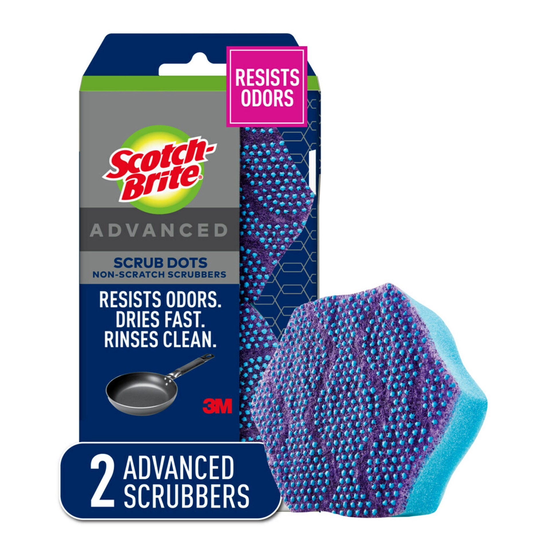 slide 2 of 6, Scotch-Brite Scrub Dots Advanced Non-Scratch Scrubbers, 2 ct