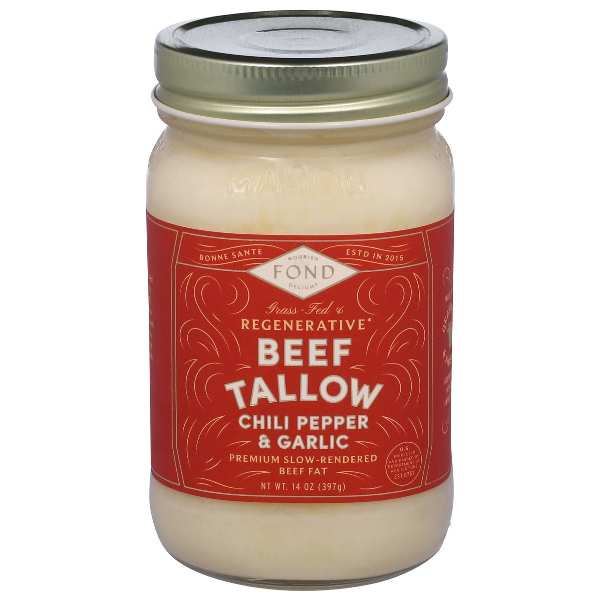 slide 1 of 15, Fond Chili Pepper & Garlic Beef Tallow 14 oz, 14 oz